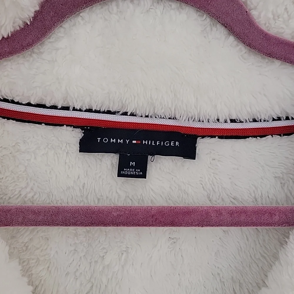 Tommy Hilfiger Cozy White Fleece Sherpa Quarter Zip Pullover Sz M